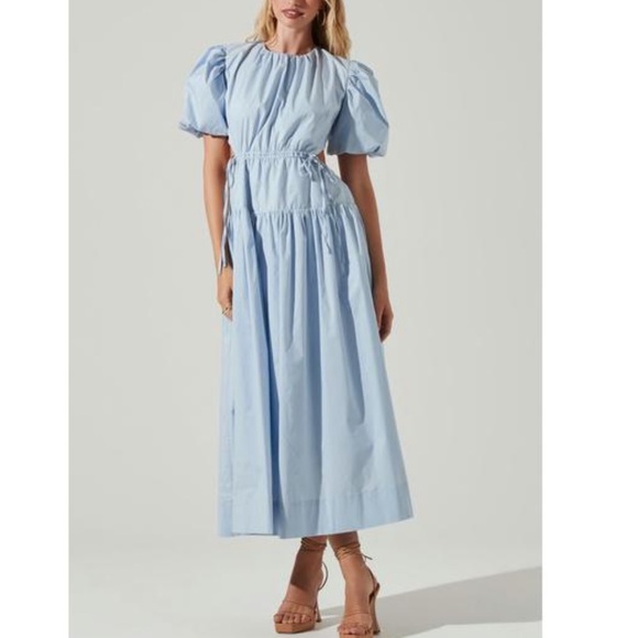 ASTR Blue Shelby Puff Sleeve Open Back Maxi Dress - Picture 2 of 3